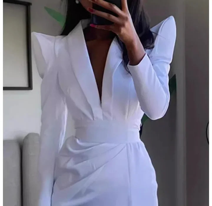 V-Neck High-Slit Long Dress
