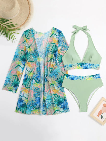 Halter Print Bikini Sets Swimsuit With