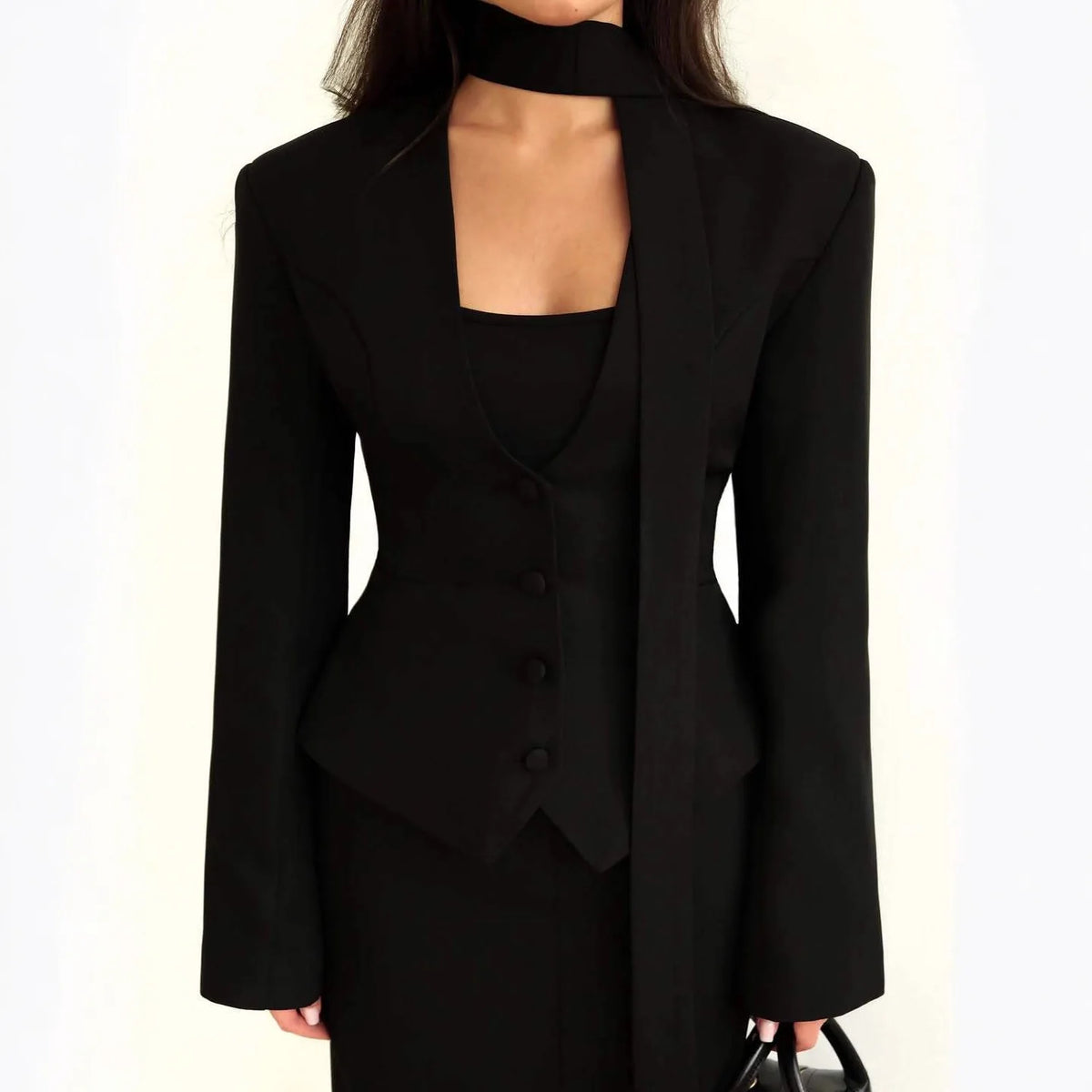 ‘s Fitted Blazer With Scarf Tie