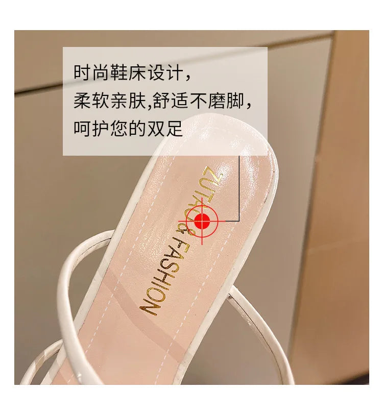 Transparent, Sandals Thick High Heels, with