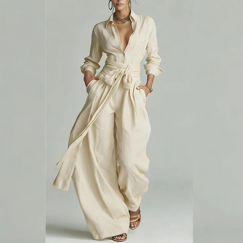 Single-Breasted Lapel Top & Pants Set