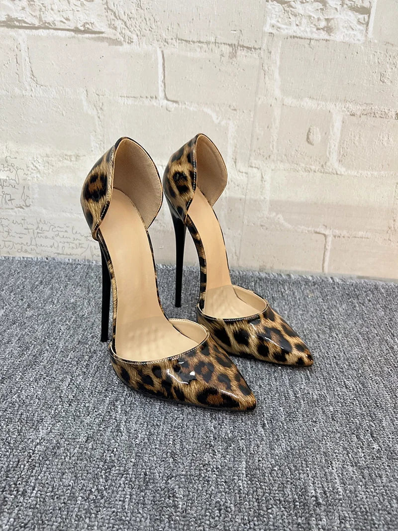 CACA 16/14cm Leopard Patent Leather Pumps,Fetish