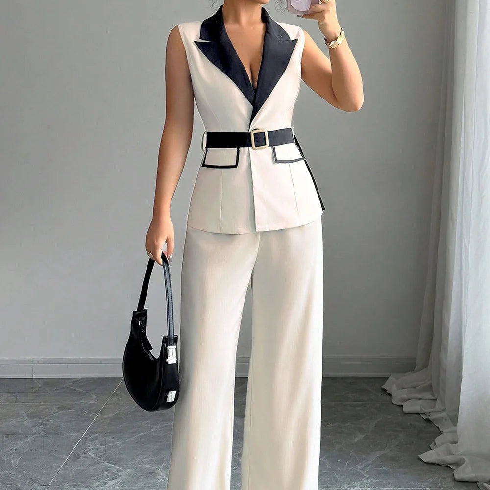 Vest Suit & Wide-Leg Pants Set