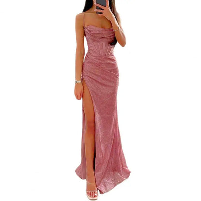 Bodycon Dress Shiny Sequins Spaghetti Strap