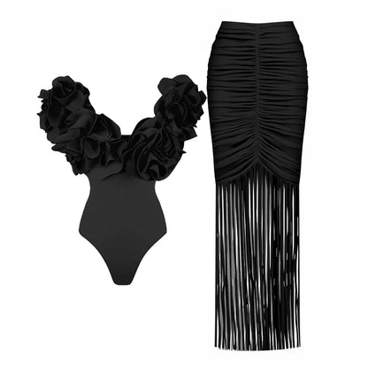 Off-Shoulder Ruffle Push-Up Swimsuit