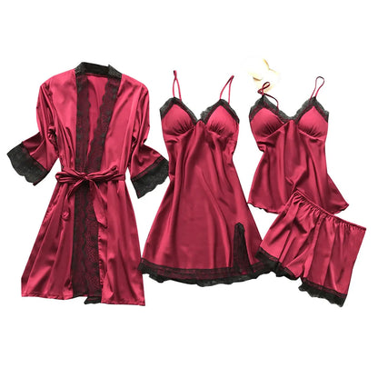 Silk Robe and Lace Nightdress Set