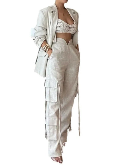 Sets Lapel Long Sleeve Blazer Jacket