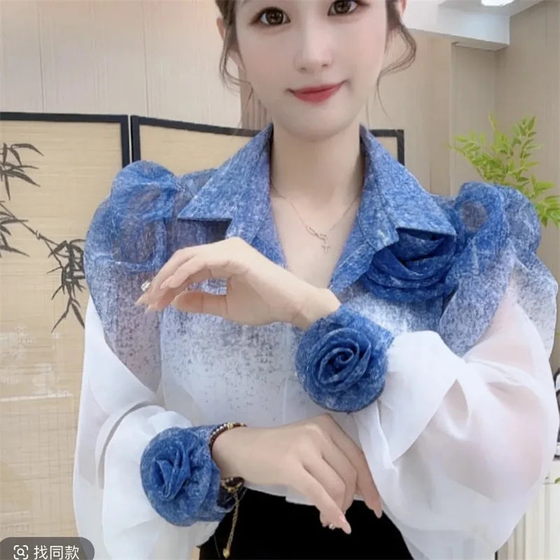 Three-Dimensional Flower Sunscreen Shirt With A