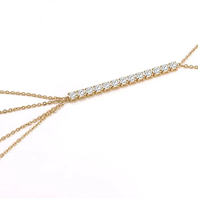 Stonefans Simple Handmade Rhinestone Cross Bra Chain Harness for Women Festival Accessories Sexy Bra Chest Chain Body Jewelry