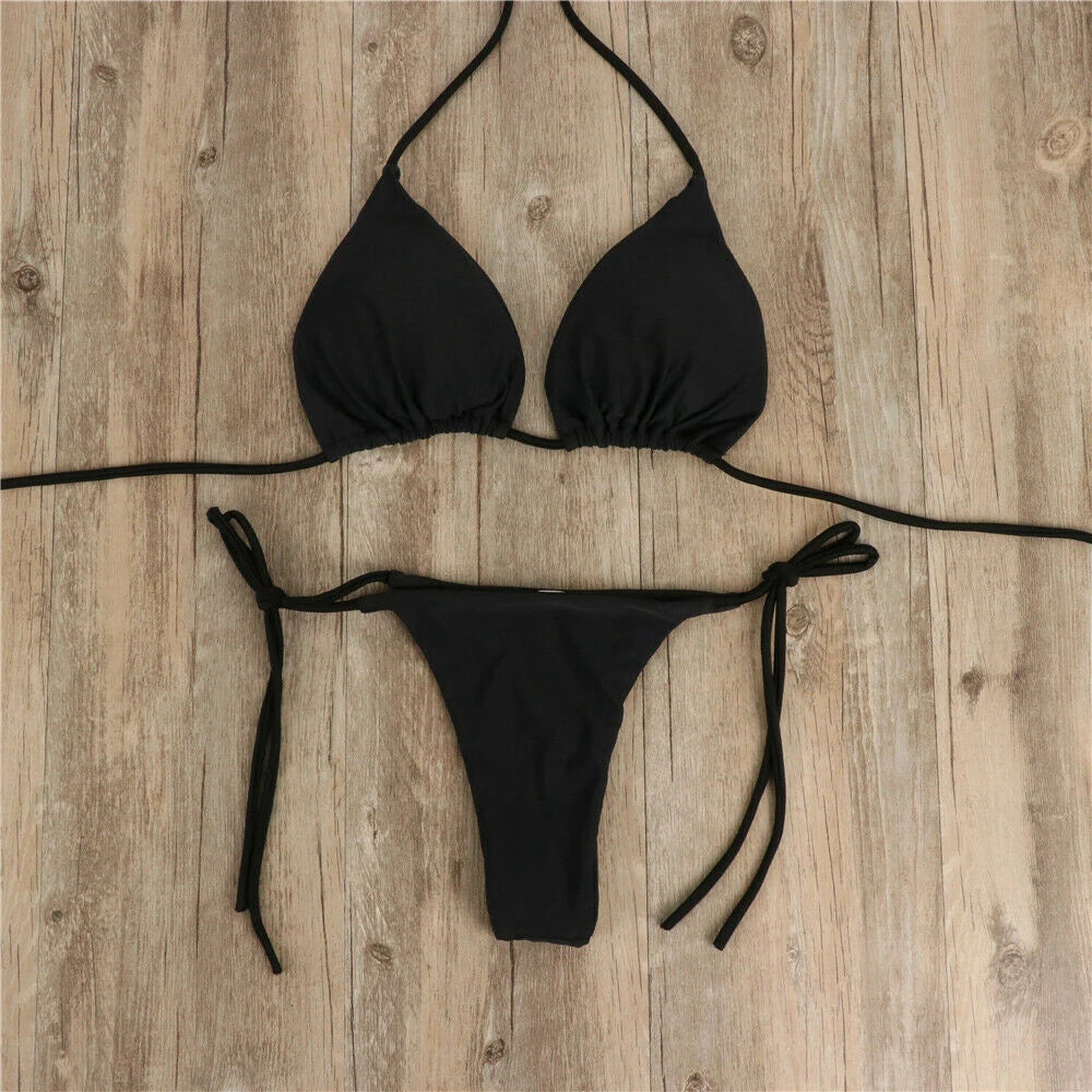 Solid Brazilian Thong Bikini Set