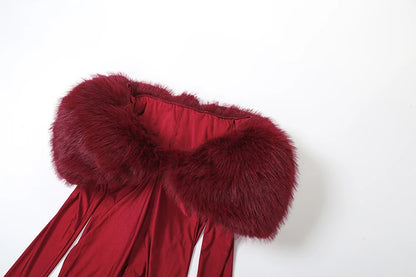 Feather Trim Slash Neck Jumpsuit