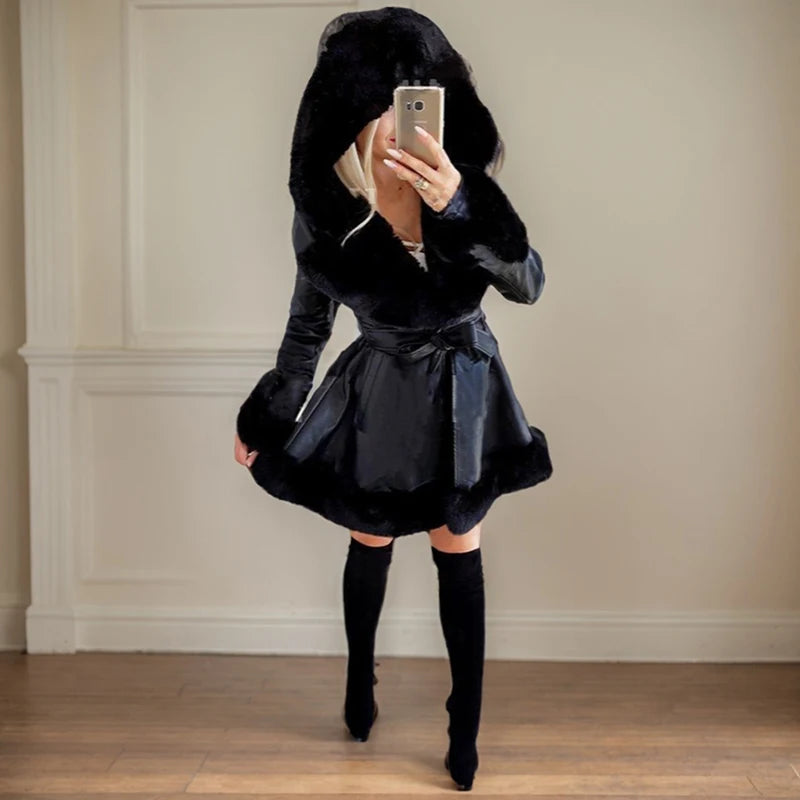 Faux Fur Jackets Contrast Color Fur