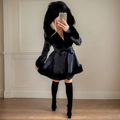 Faux Fur Jackets Contrast Color Fur