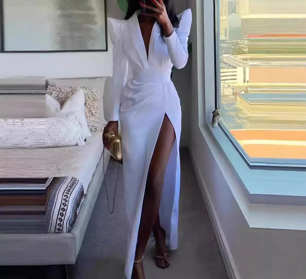 Dress Streetwear Long Sleeved V-neck 's