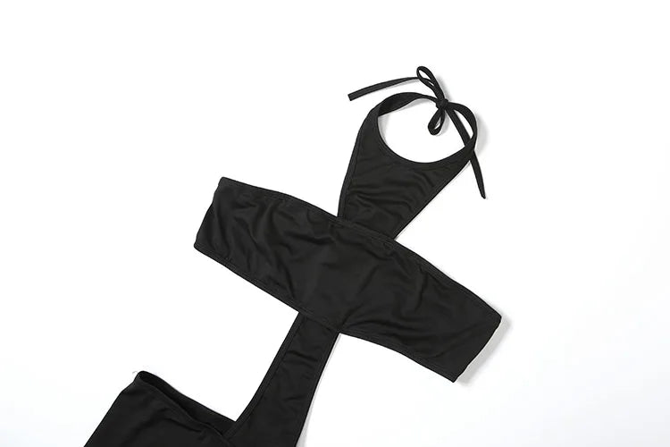 Weird Puss Sexy Jumpsuit Women Midnight Coquette Sleeveless Waistless Skinny Midnight Clubwear Stretch Workout Activity Overalls