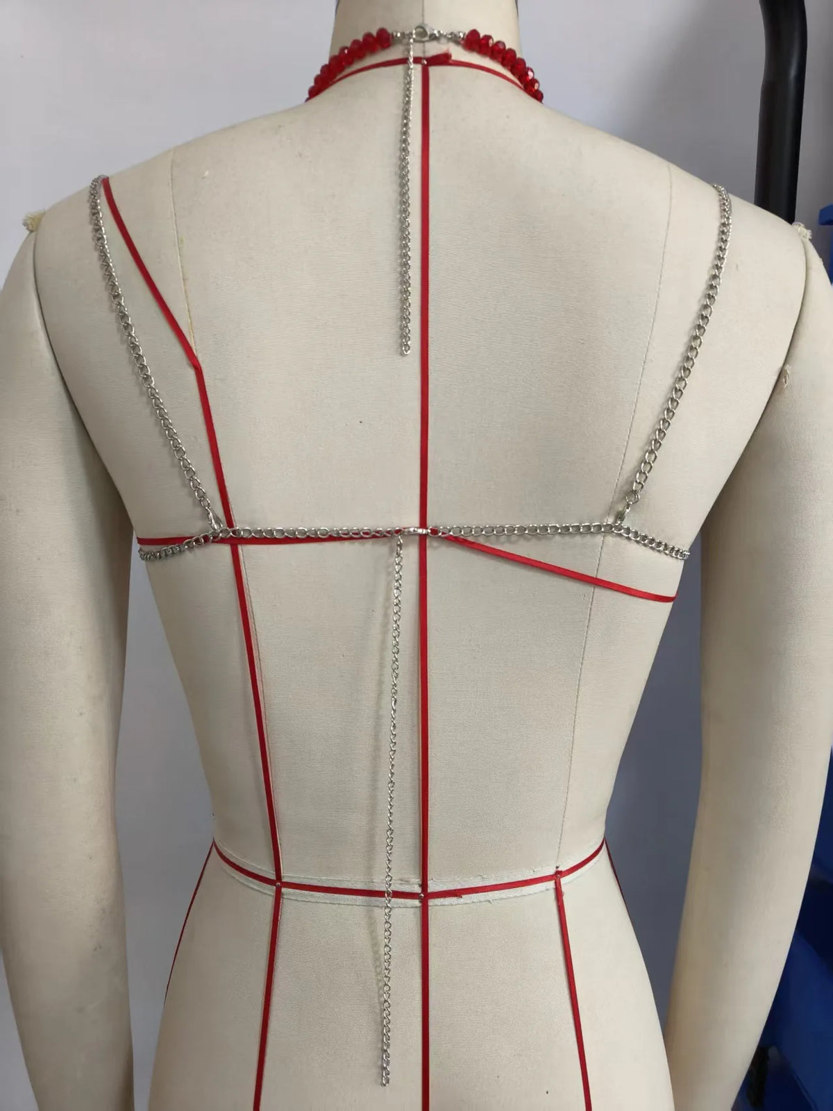 European Style Red Beaded Vest Handmade