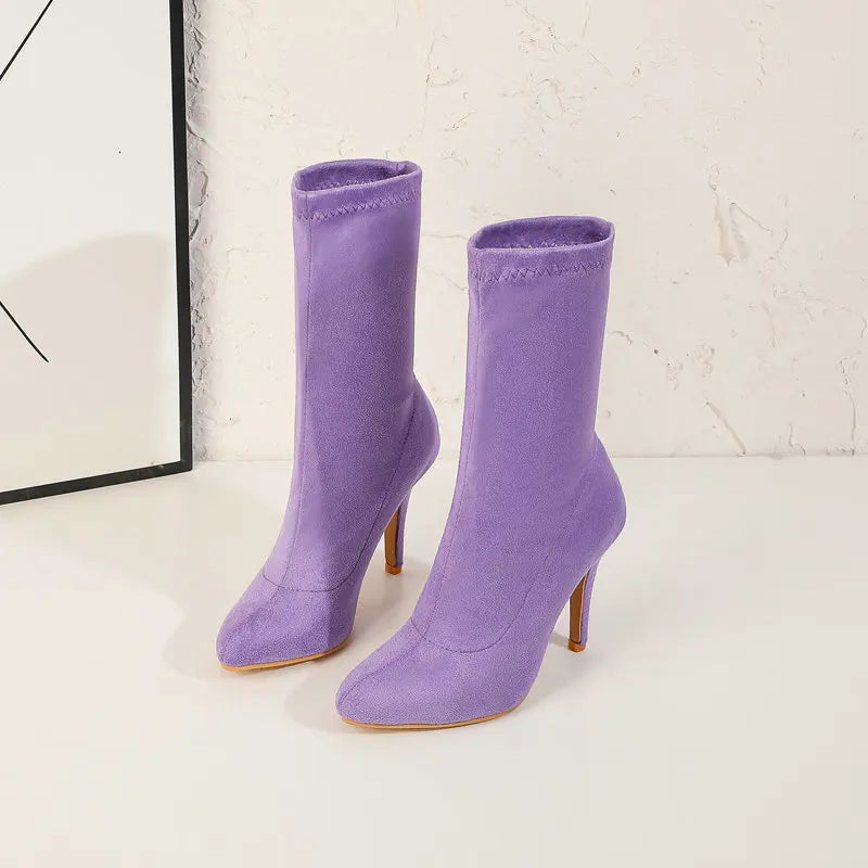 Sock Short Boots Mid-Calf Thin High