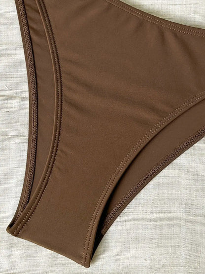 Solid Padded Bandeau Bikini Set