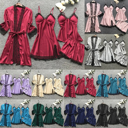 Silk Robe and Lace Nightdress Set