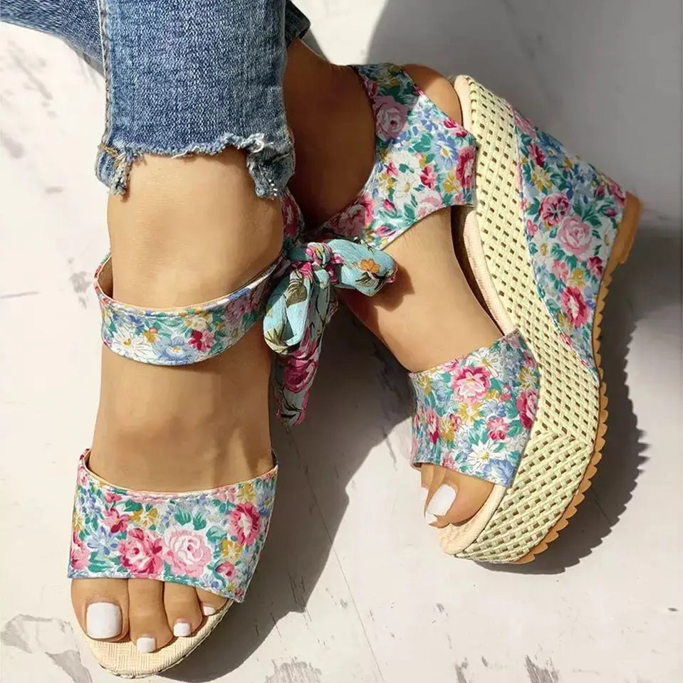 2023women sandals Lace Leisure Wedges Heeled