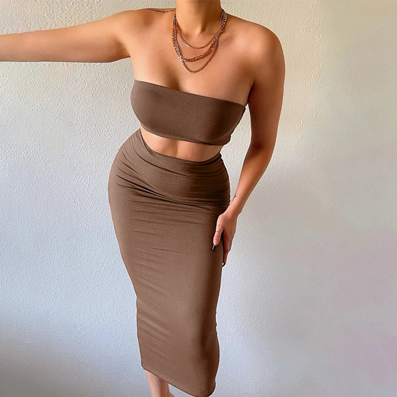 Strapless Tube Top & Maxi Skirt Set