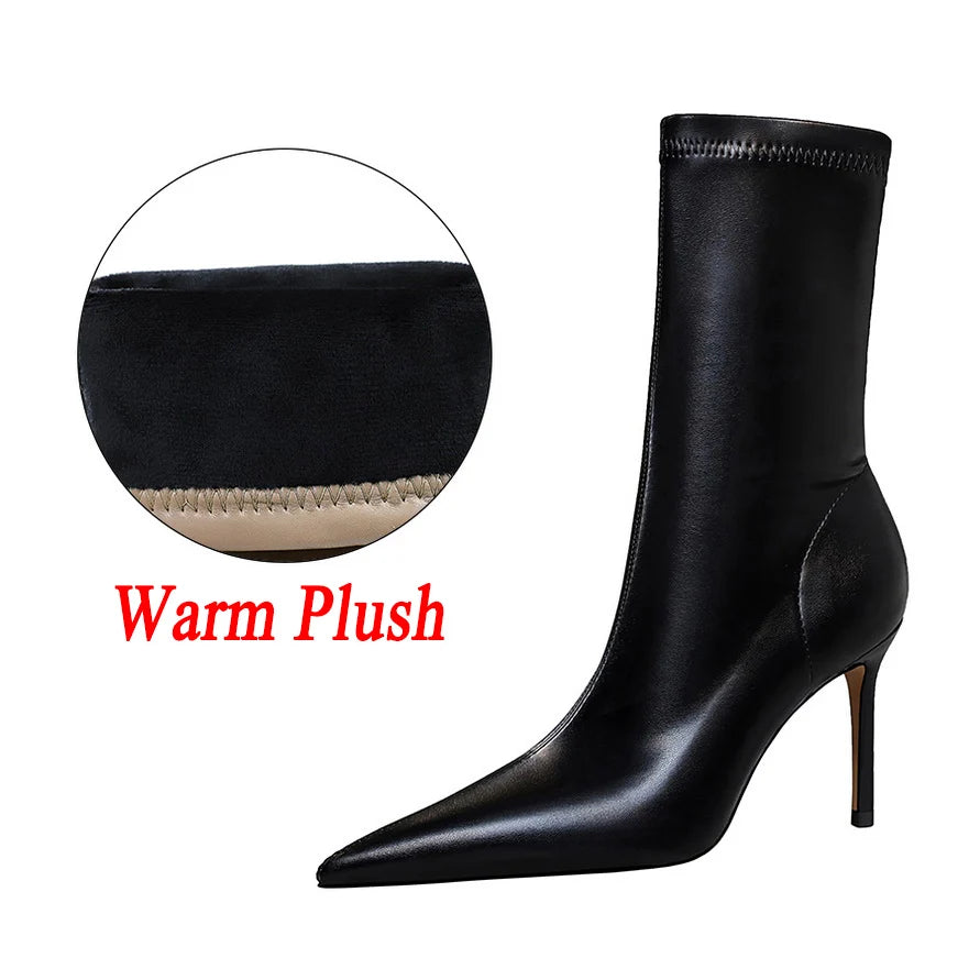 10cm High Heels Silk Sock Boots