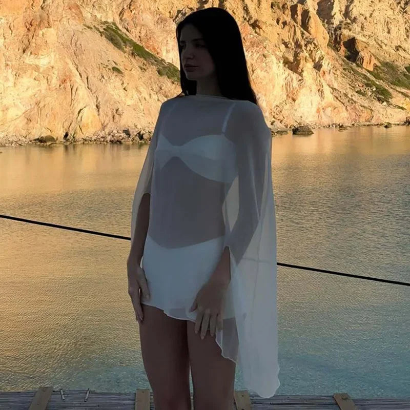 See-Through Chiffon Cover-Up Blouse