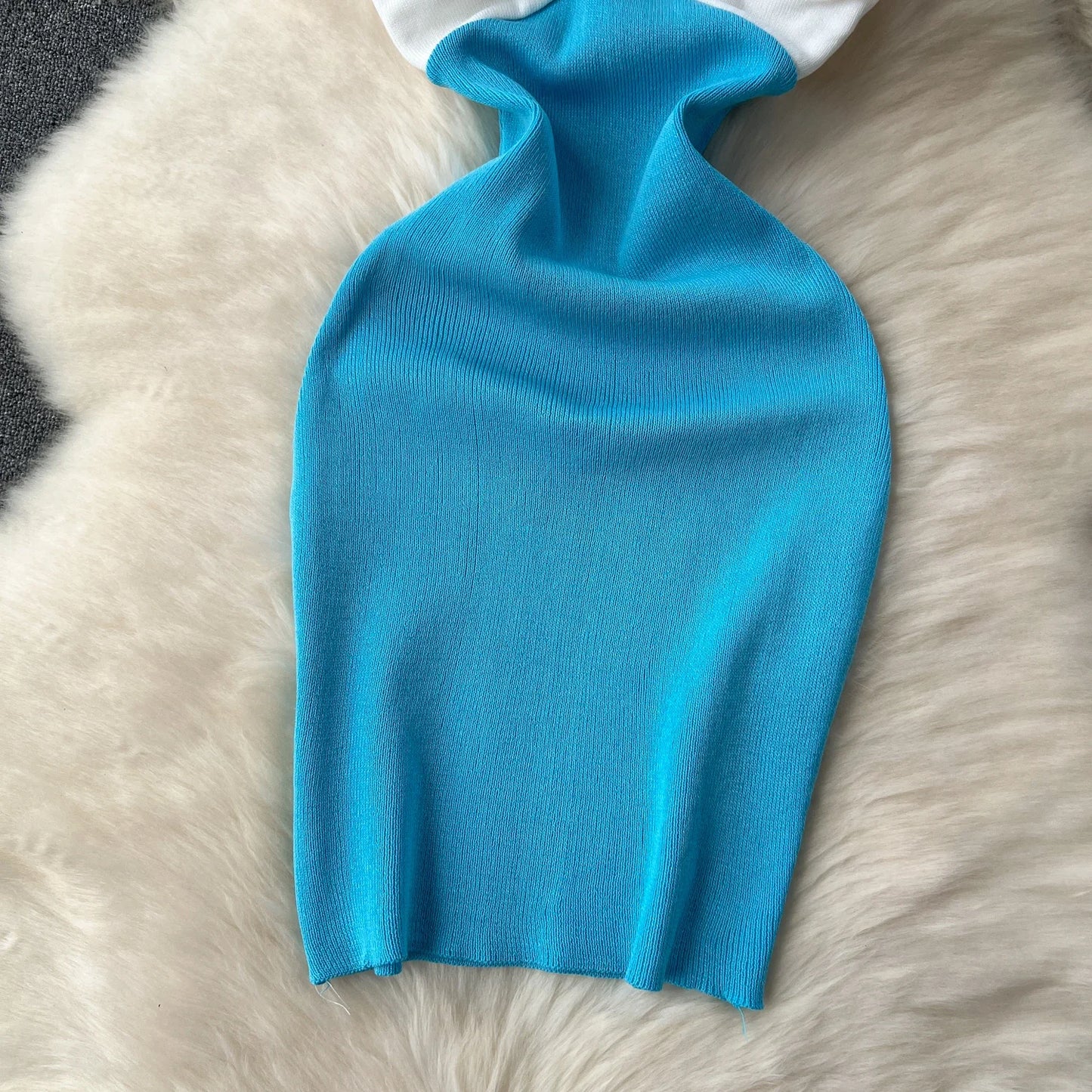 Patchwork Chic Sexy Wrap Hips Mini Dress Women Y2K Elastic Knitted Bodycon Summer Dress Streetwear Ladies Outfits Sundress