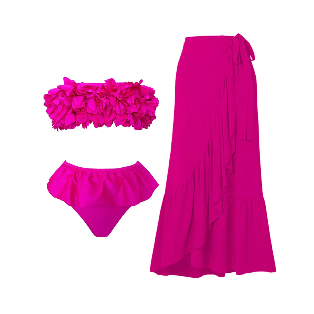 Off-Shoulder Ruffle Push-Up Swimsuit