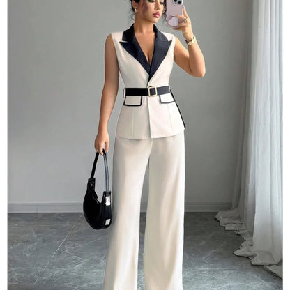 Vest Suit & Wide-Leg Pants Set