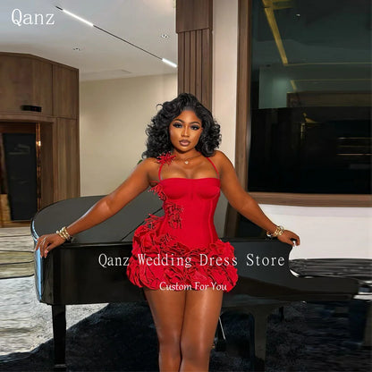 Halter Ruffled Satin Mini Dress