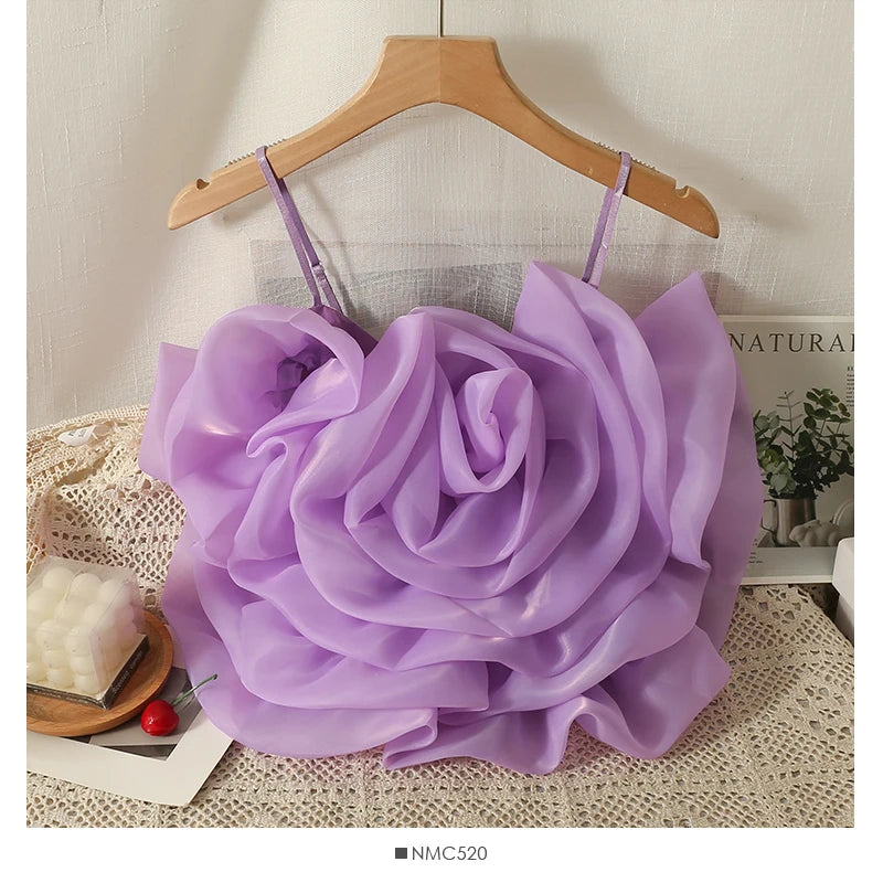 Organza Flower Crop Camisole Top