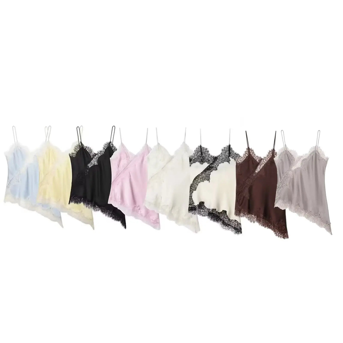 Asymmetrical Lace Backless Slip Top