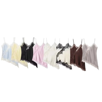 Asymmetrical Lace Backless Slip Top