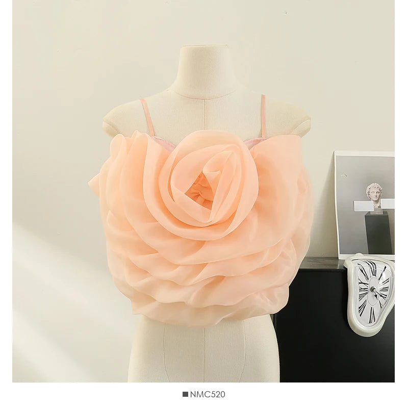 Organza Flower Crop Camisole Top