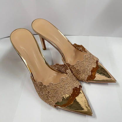 New High Heel Sandals Lace Embroidery