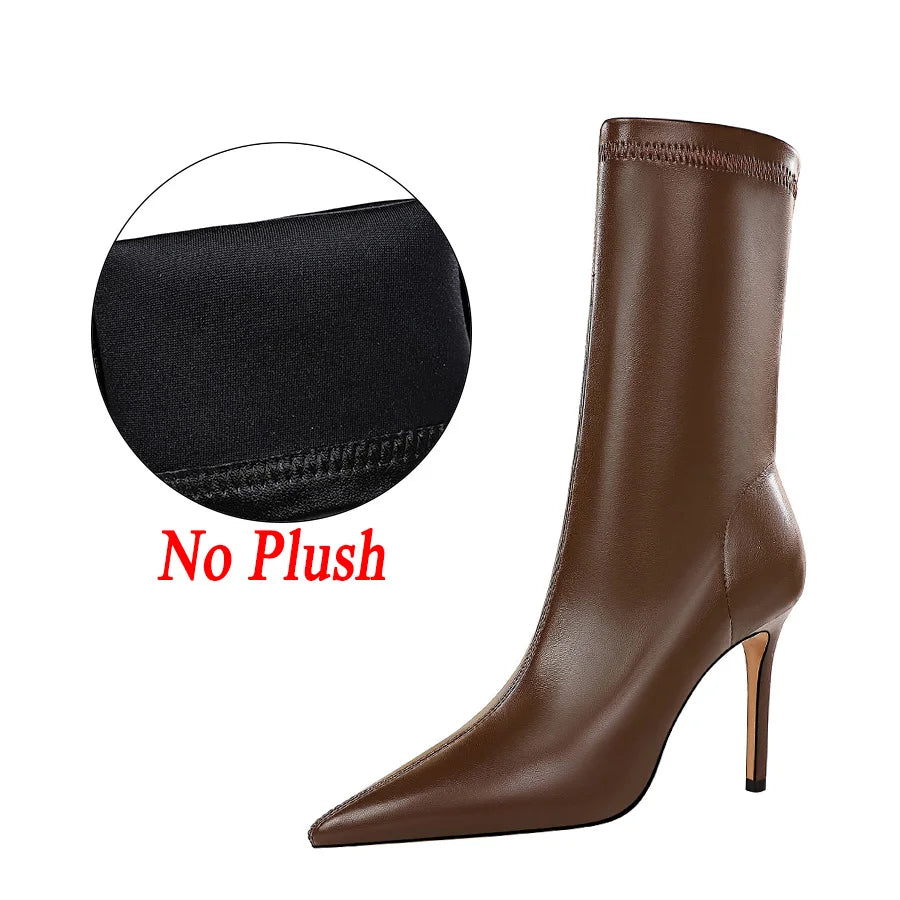 10cm High Heels Silk Sock Boots