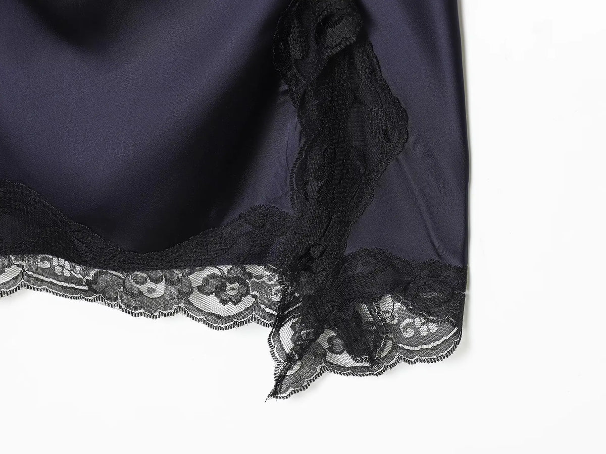 Lace Patchwork Satin Mini Dress