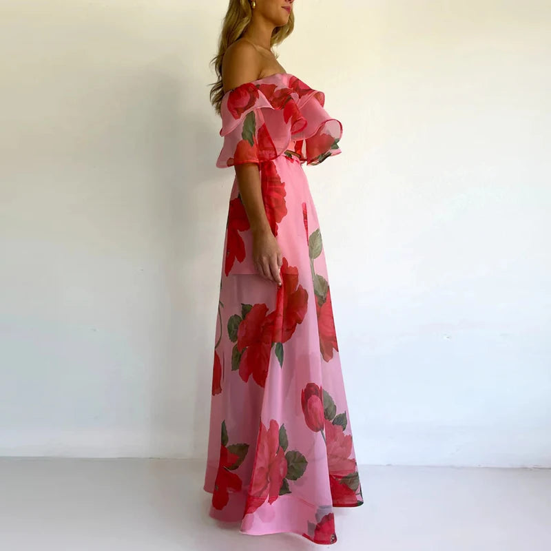 Off-Shoulder Crop Top & Maxi Skirt Set