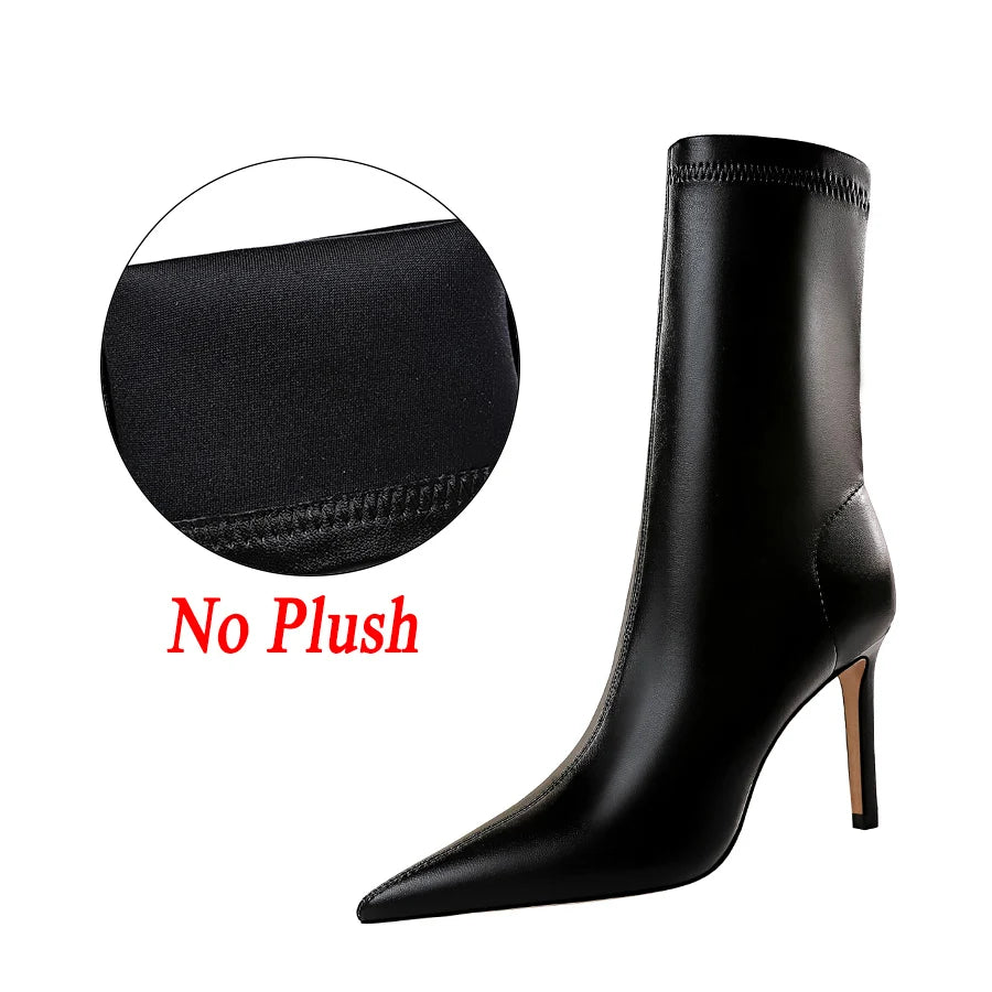 Silk Pointed Toe Sock Ankle Boots