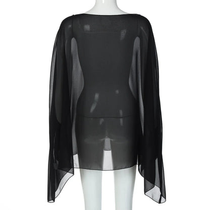 See-Through Chiffon Cover-Up Blouse