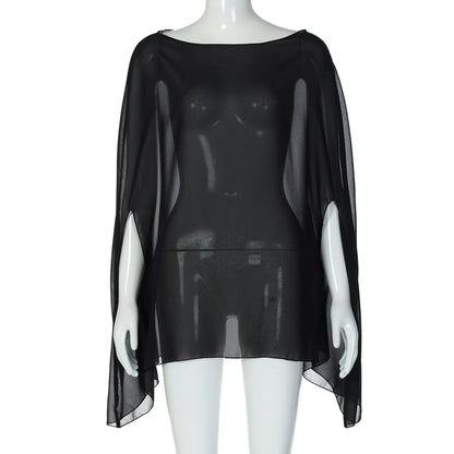 See-Through Chiffon Cover-Up Blouse