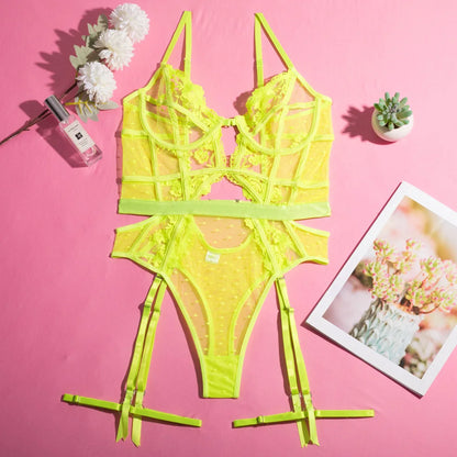 New Bodysuits Flower Embroidery Hanging Socks