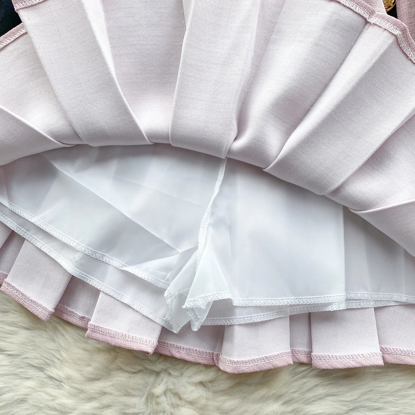 KUSAHIKI 2024 Spring Women's Color Block Short Cardigan Coat + High Waisted Pleated Half Skirt Two Piece Set