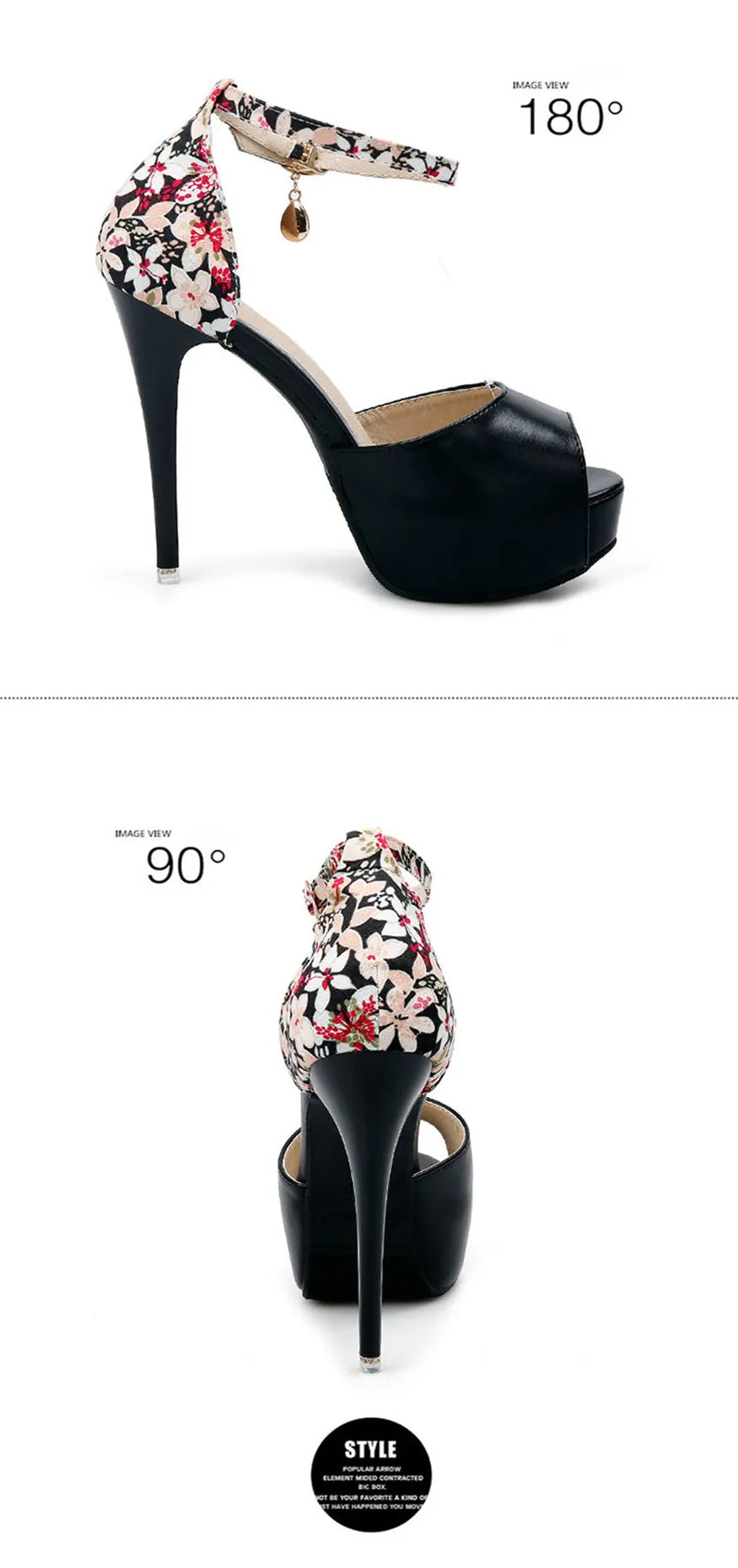 Floral Crystal Buckle Platform Sandals