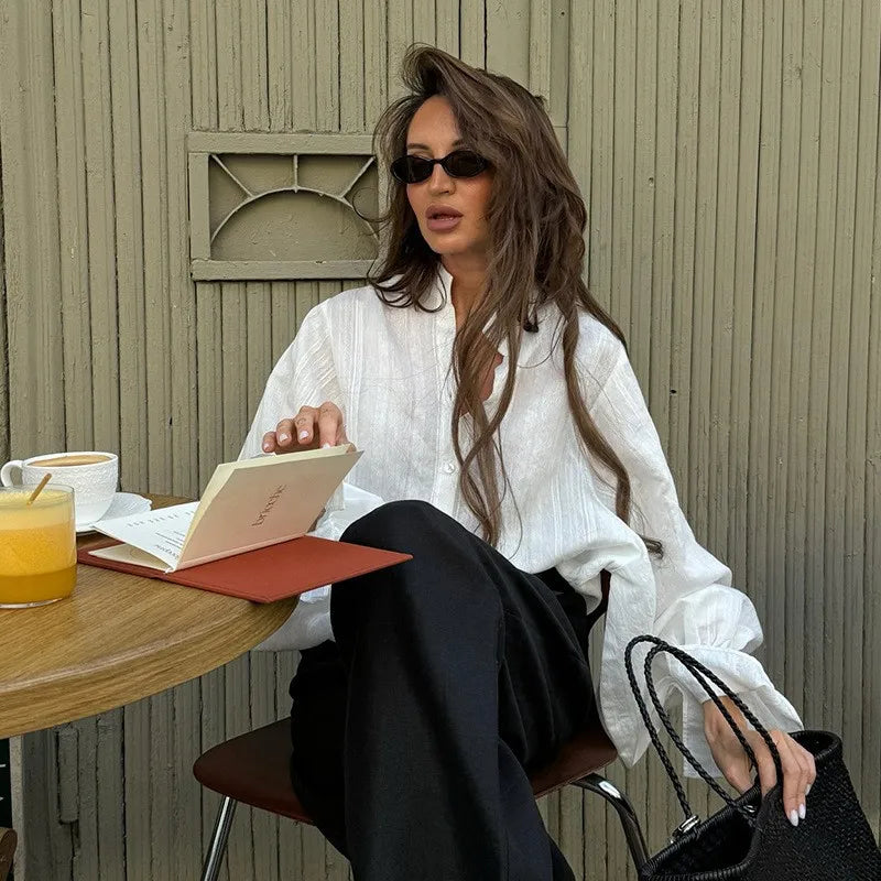 Oversize Cotton Long-Sleeve Blouse