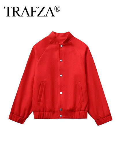 Solid Button-Down Bomber Jacket