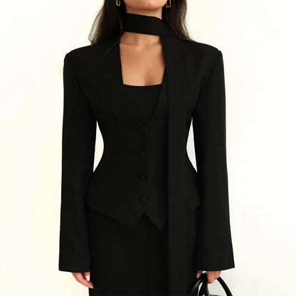‘s Fitted Blazer With Scarf Tie
